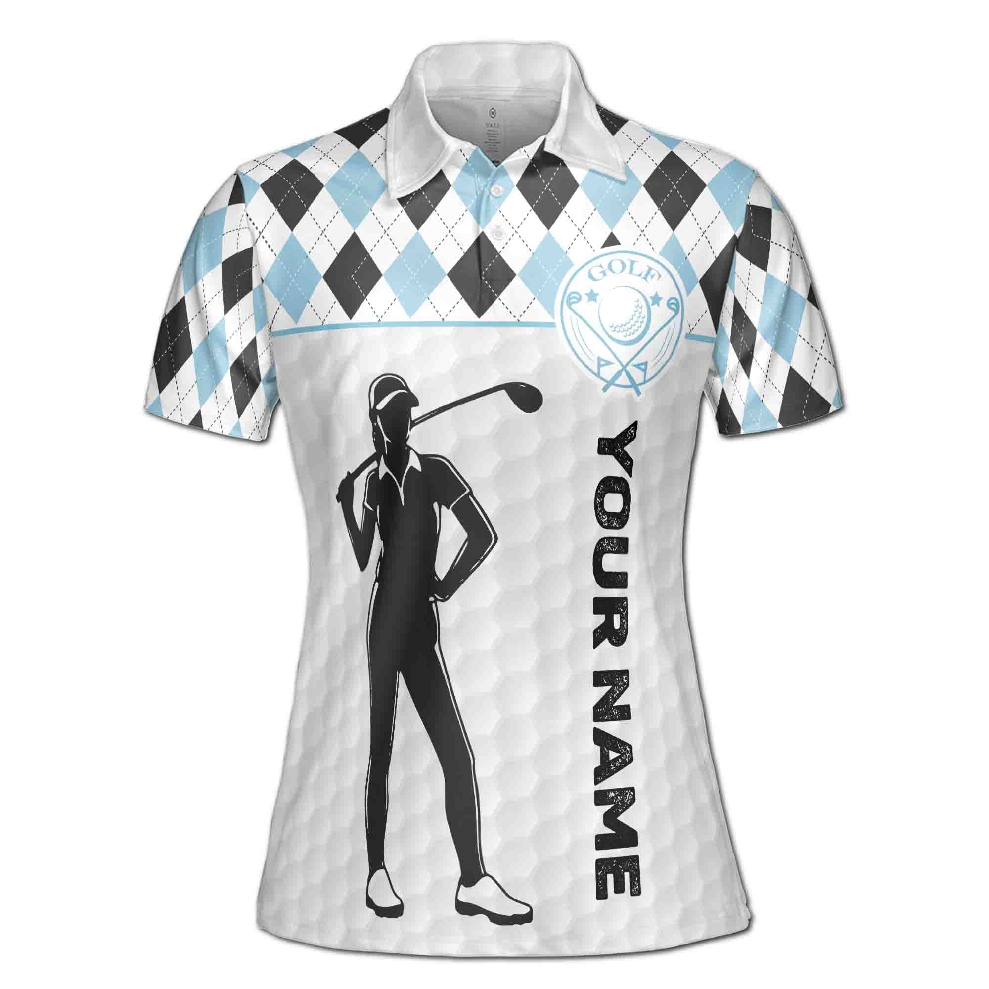 Personalized Women's Golf Shirt Polo - Pastel Argyle I Was One Under Today Lady Golfer