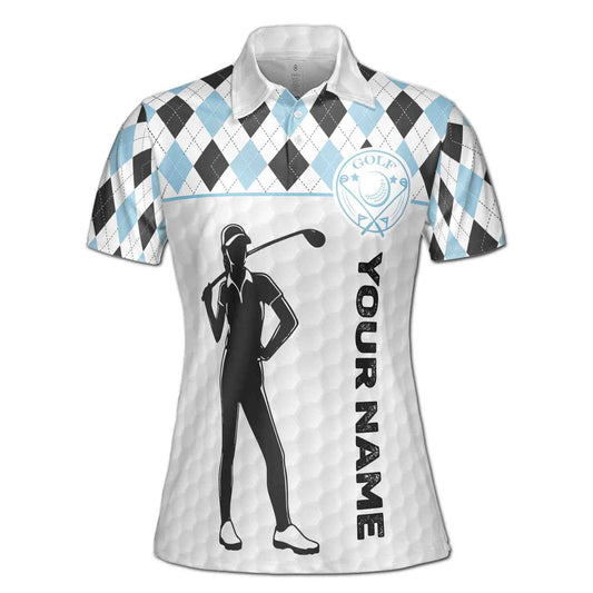 Personalized Women's Golf Shirt Polo - Pastel Argyle I Was One Under Today Lady Golfer