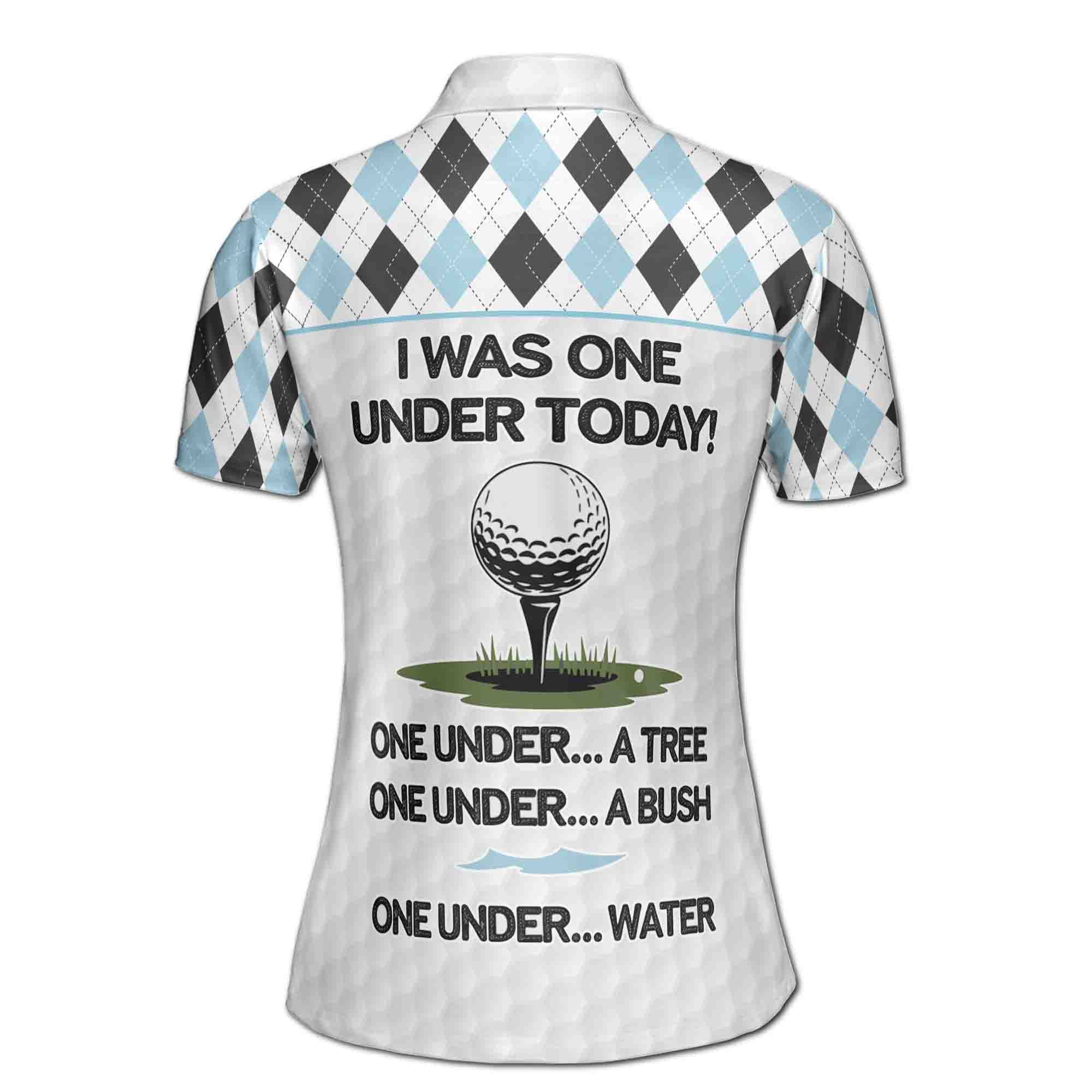 Personalized Women's Golf Shirt Polo - Pastel Argyle I Was One Under Today Lady Golfer
