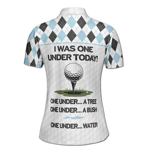 Personalized Women's Golf Shirt Polo - Pastel Argyle I Was One Under Today Lady Golfer