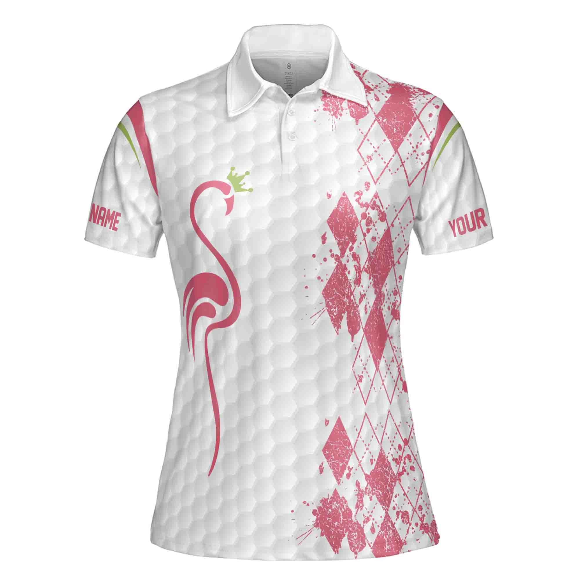 Personalized Women's Golf Shirt Polo - Queen Of The Green Flamingo Queen Of Golf