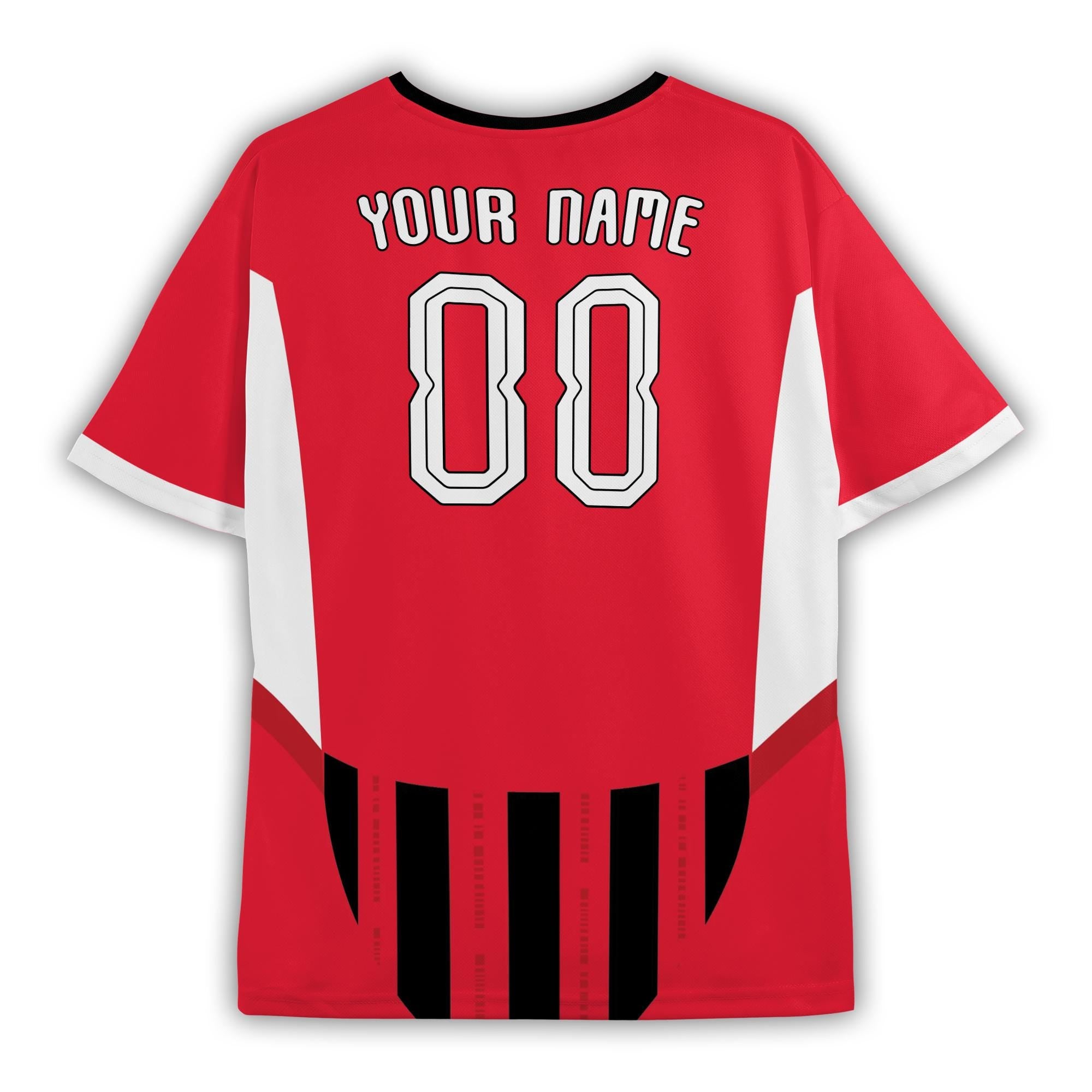 Personalized AC Milano Red Black Soccer Jersey – Custom Name & Number, Fan Edition