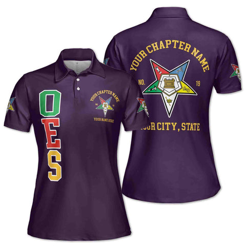 Women’s Personalized Polo Shirt – Eastern Star OES Pentagon Down AF&AM