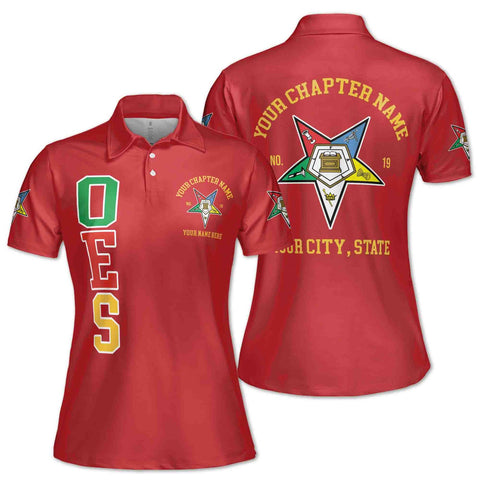 Women’s Personalized Polo Shirt – Eastern Star OES Pentagon Down AF&AM