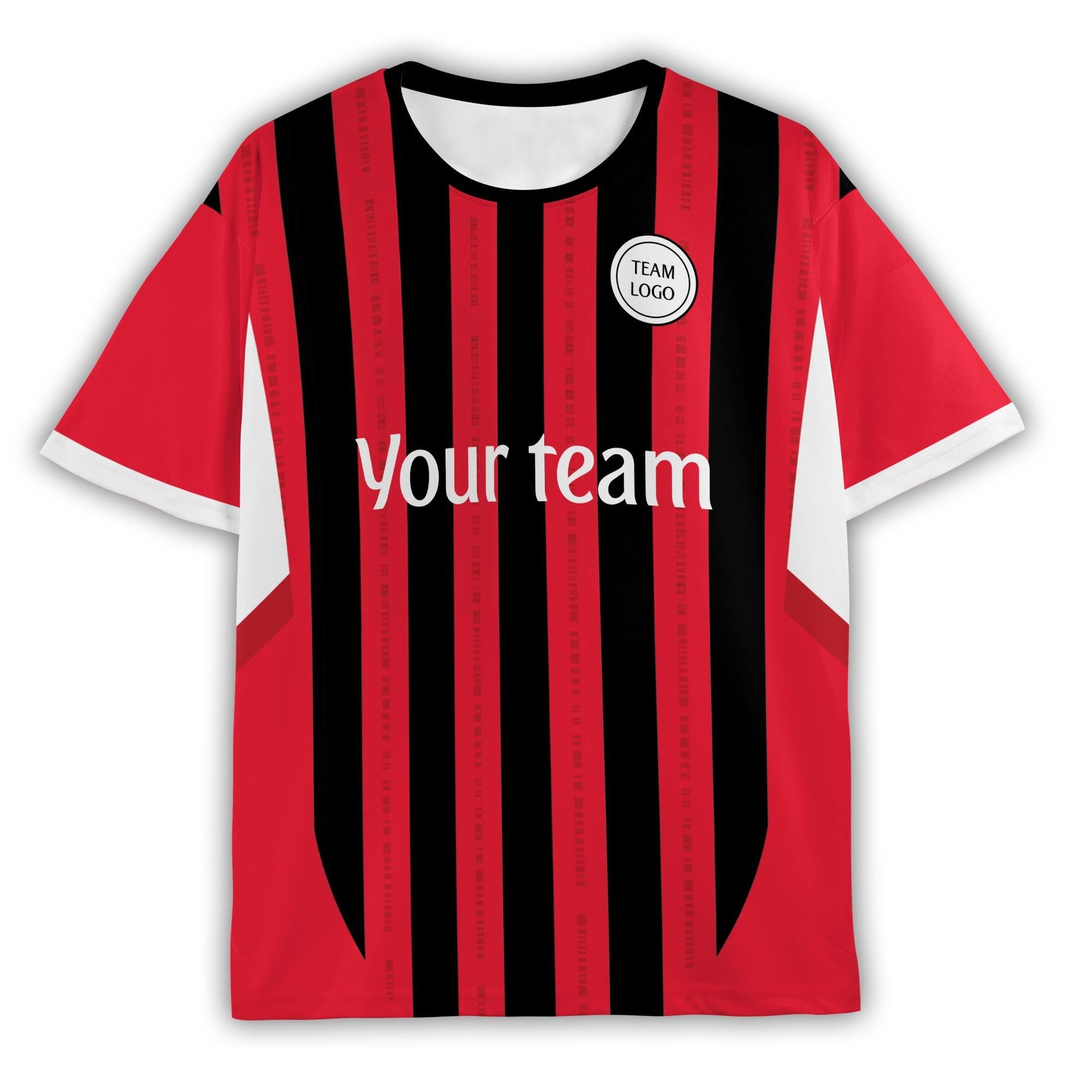 Personalized AC Milano Red Black Soccer Jersey – Custom Name & Number, Fan Edition