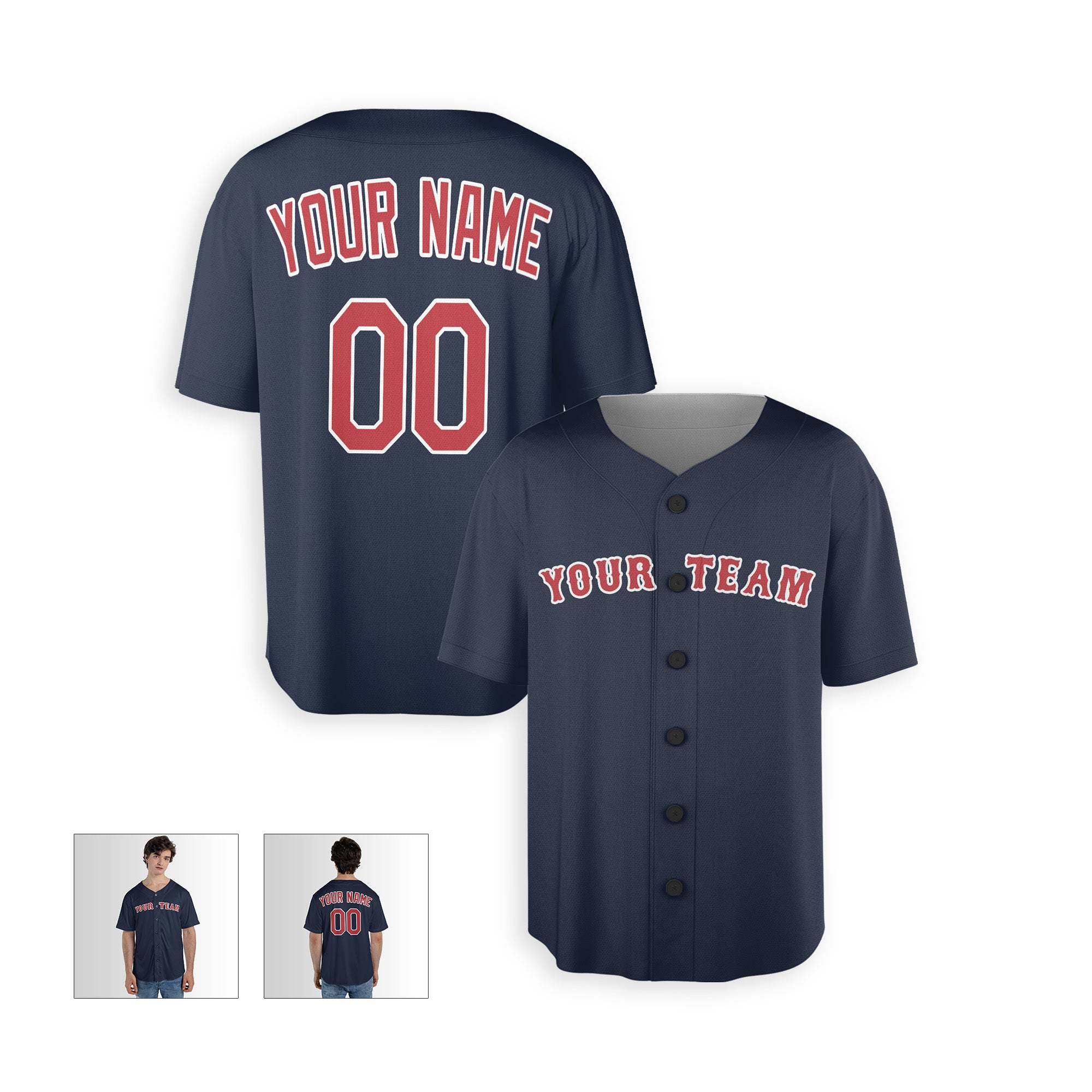 Personalized Boston Fan Navy Baseball Jersey – Alternate Style Custom Name & Number