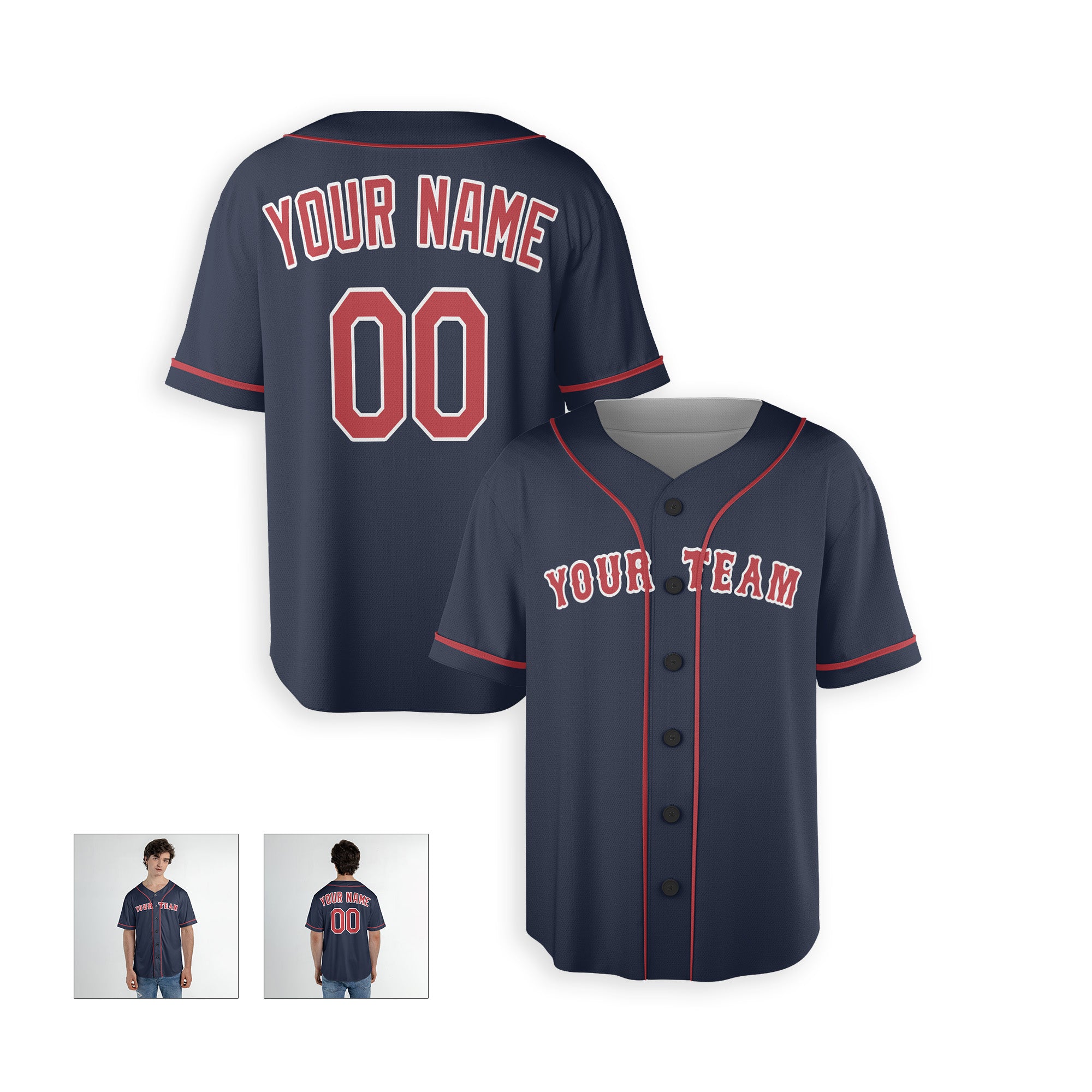 Personalized Boston Fan Navy Baseball Jersey – Alternate Style Custom Name & Number