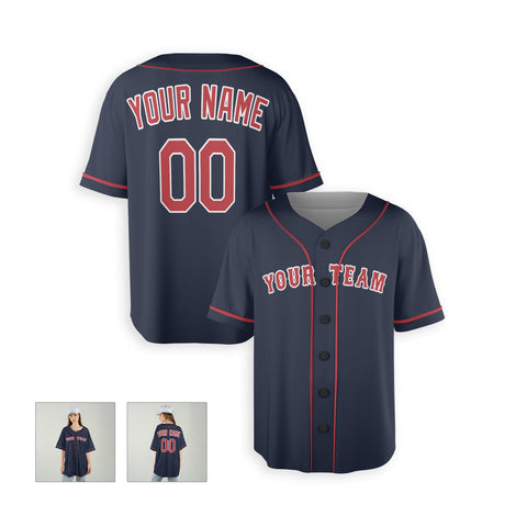 Personalized Boston Fan Navy Baseball Jersey – Alternate Style Custom Name & Number