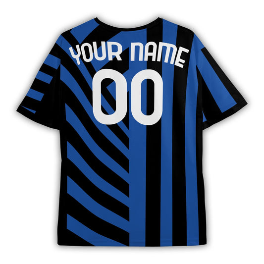 Personalized Inter Milano Blue Black Soccer Jersey – Custom Name & Number, Stripe Style