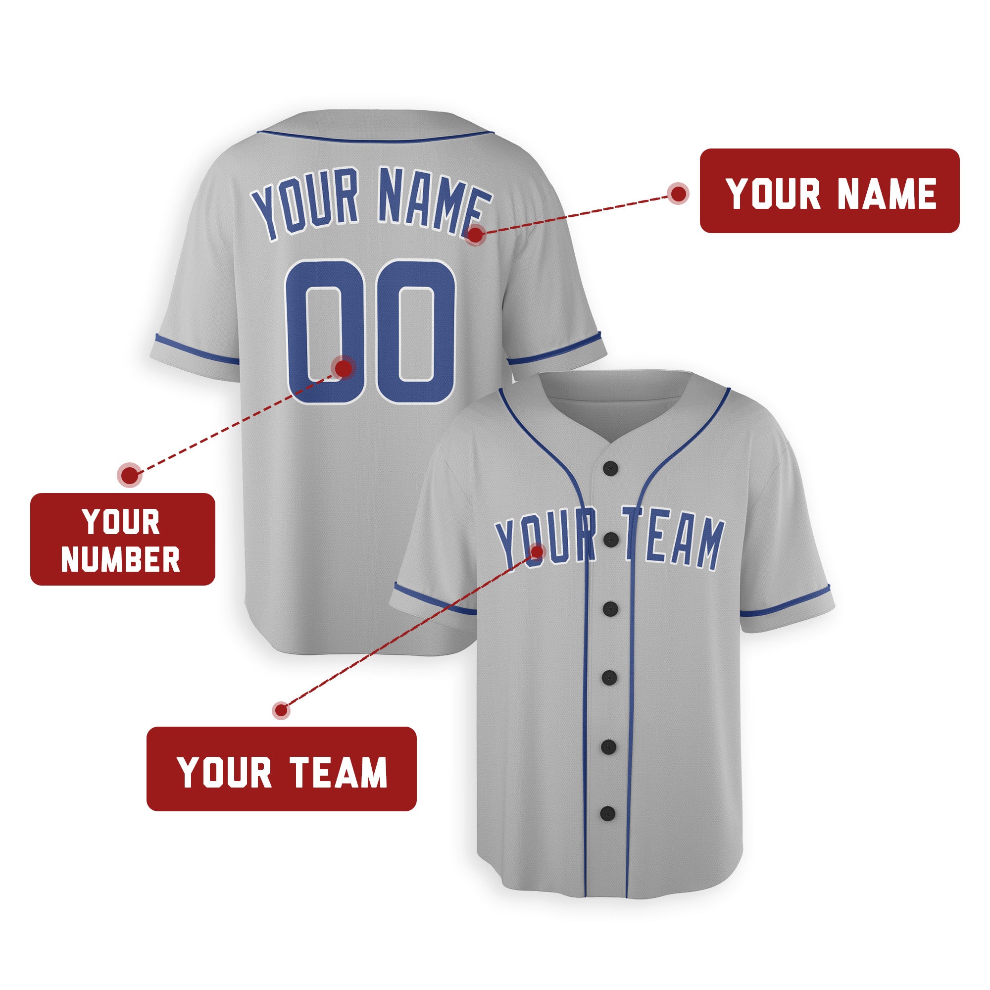 Personalized Chicago North Side Fan Gray Baseball Jersey – Road Style Custom Name & Number
