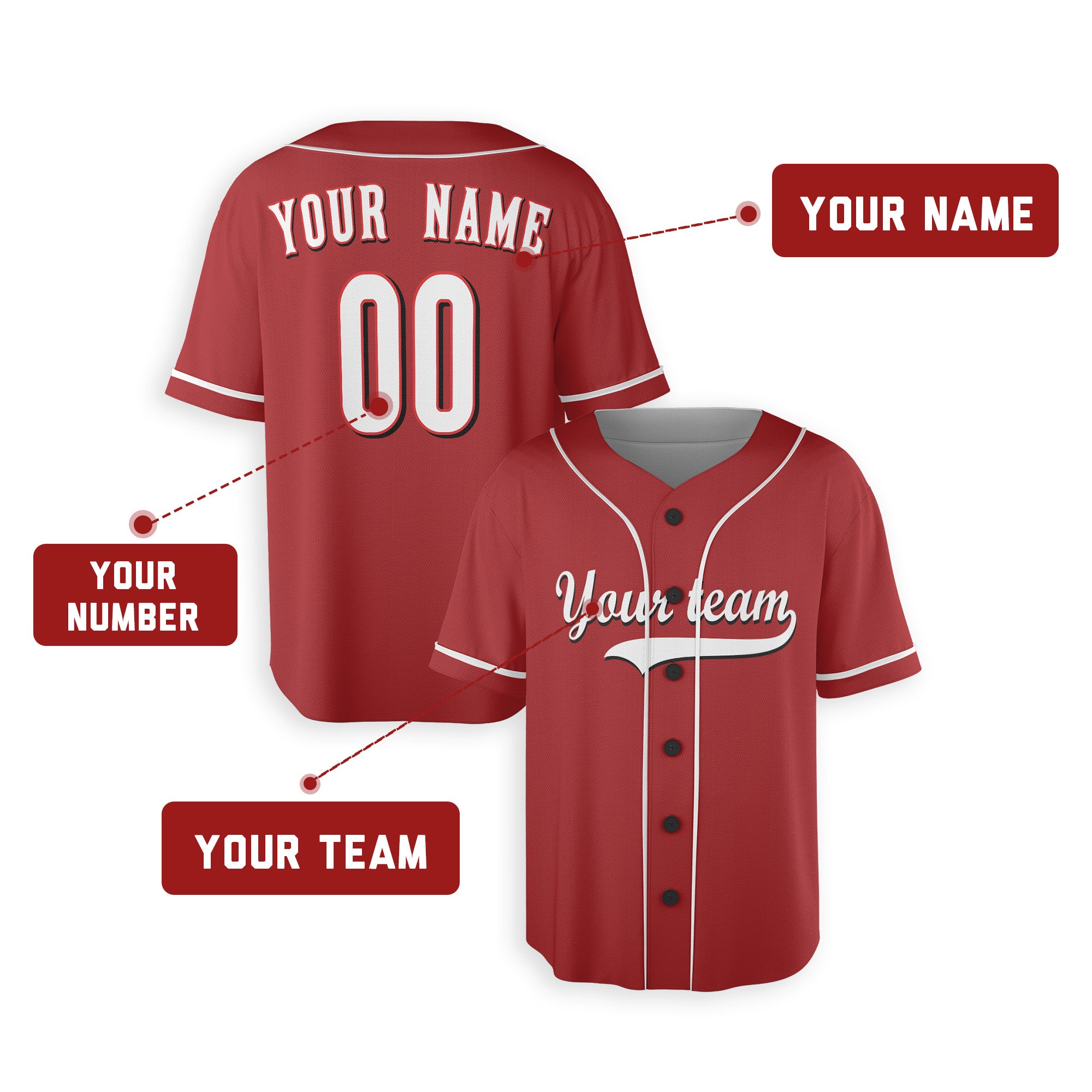 Personalized Cincinnati Fan Red Baseball Jersey – Alternate Style Custom Name & Number