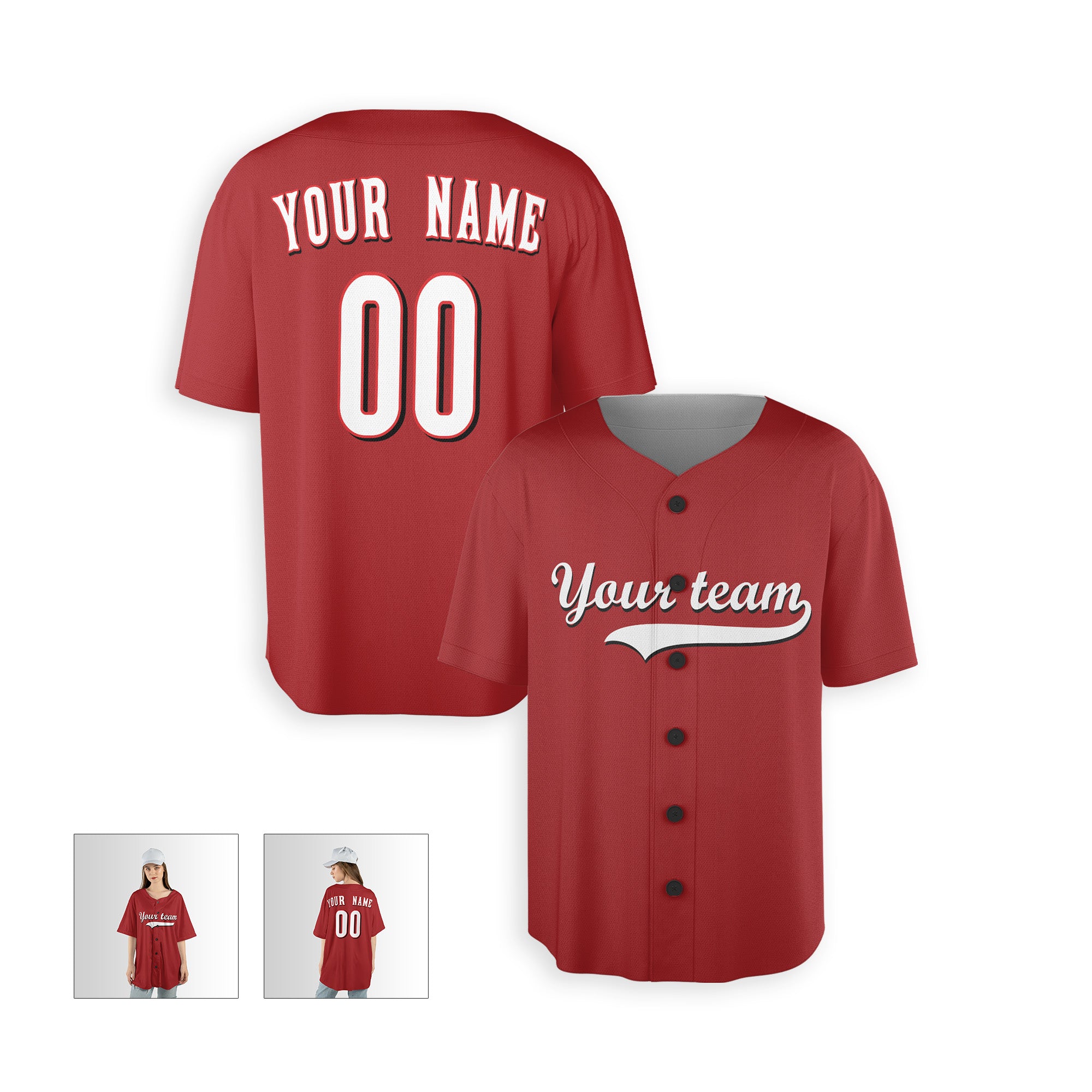 Personalized Cincinnati Fan Red Baseball Jersey – Alternate Style Custom Name & Number