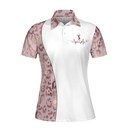 Personalized Women's Golf Shirt Polo - Coffee Love Golf Leopard Pattern Short Sleeve