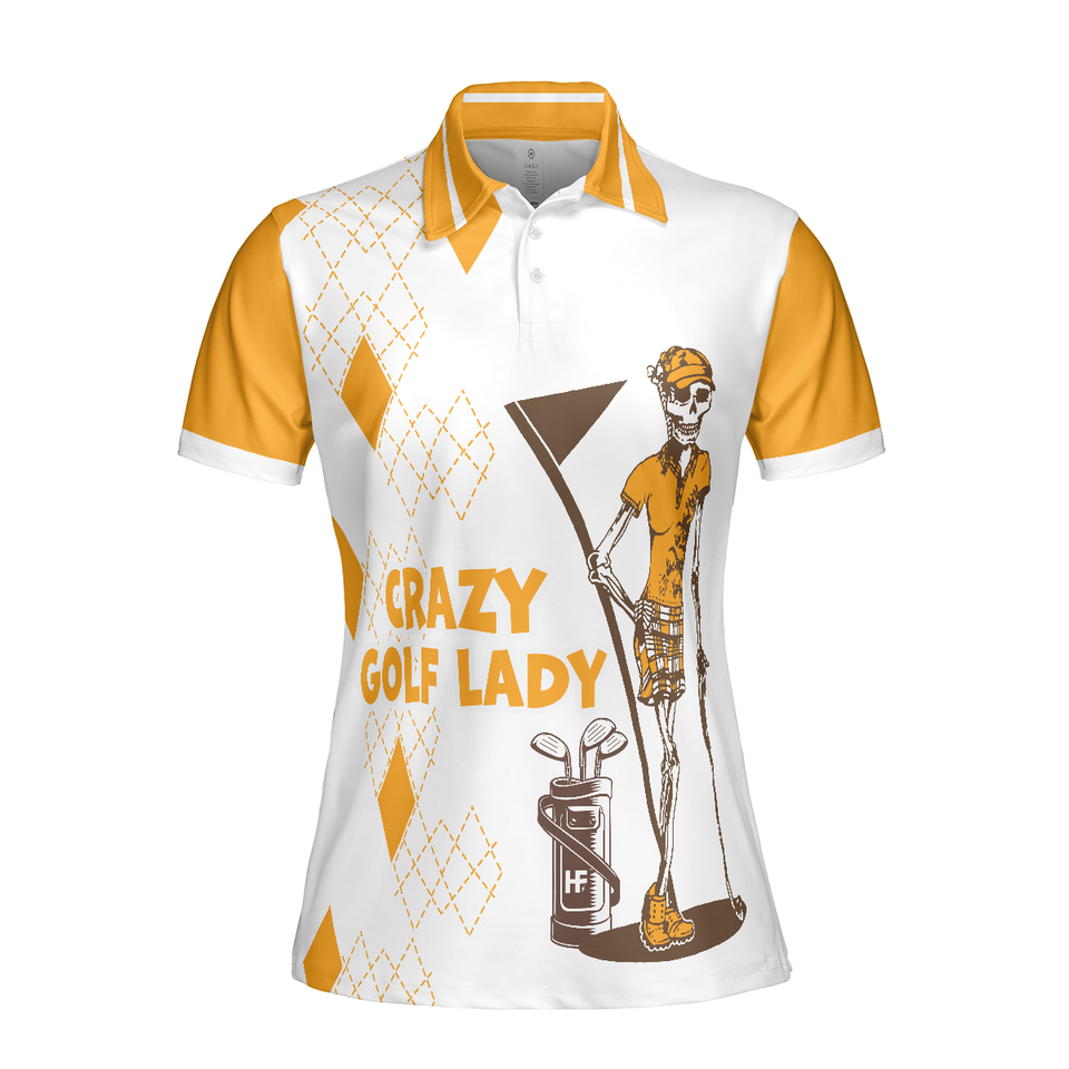 Personalized Women's Golf Shirt Polo - Crazy Golf Lady Short Sleeve Golf