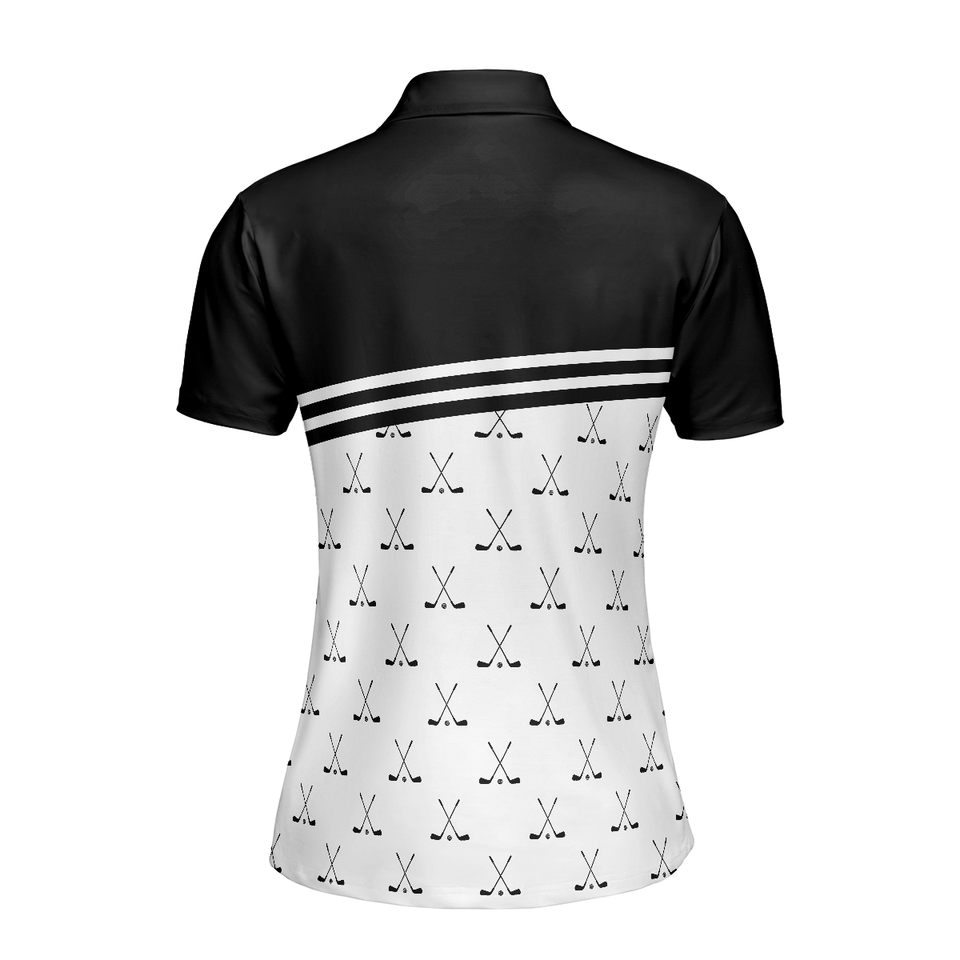 Personalized Women's Golf Shirt Polo - Crossed Black Golf Clubs Golf Short Sleeve For Ladies