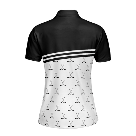 Personalized Women's Golf Shirt Polo - Crossed Black Golf Clubs Golf Short Sleeve For Ladies