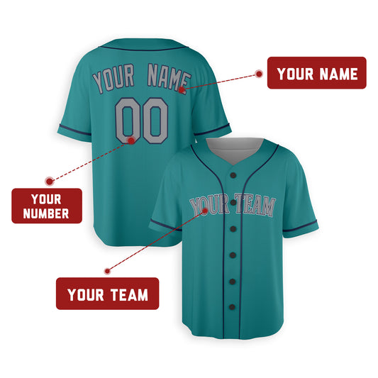 Personalized Seattle Fan Aqua Green Baseball Jersey – Alternate Style Custom Name & Number