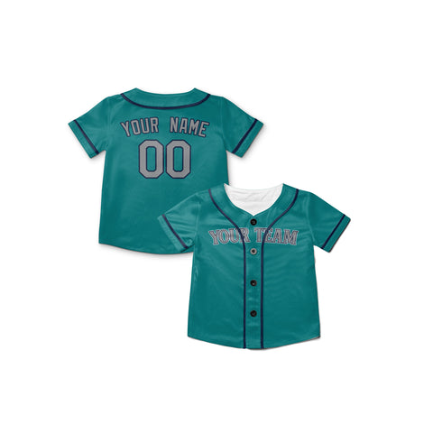 Personalized Seattle Fan Aqua Green Baseball Jersey – Alternate Style Custom Name & Number