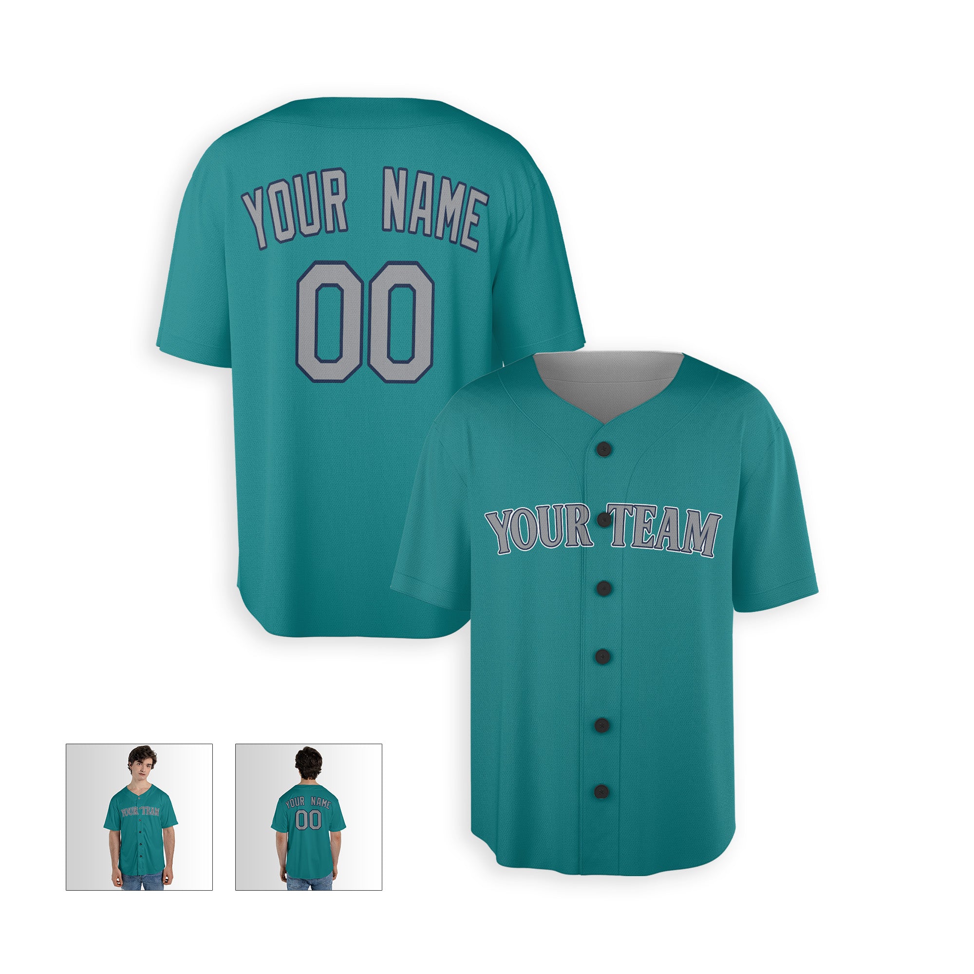 Personalized Seattle Fan Aqua Green Baseball Jersey – Alternate Style Custom Name & Number