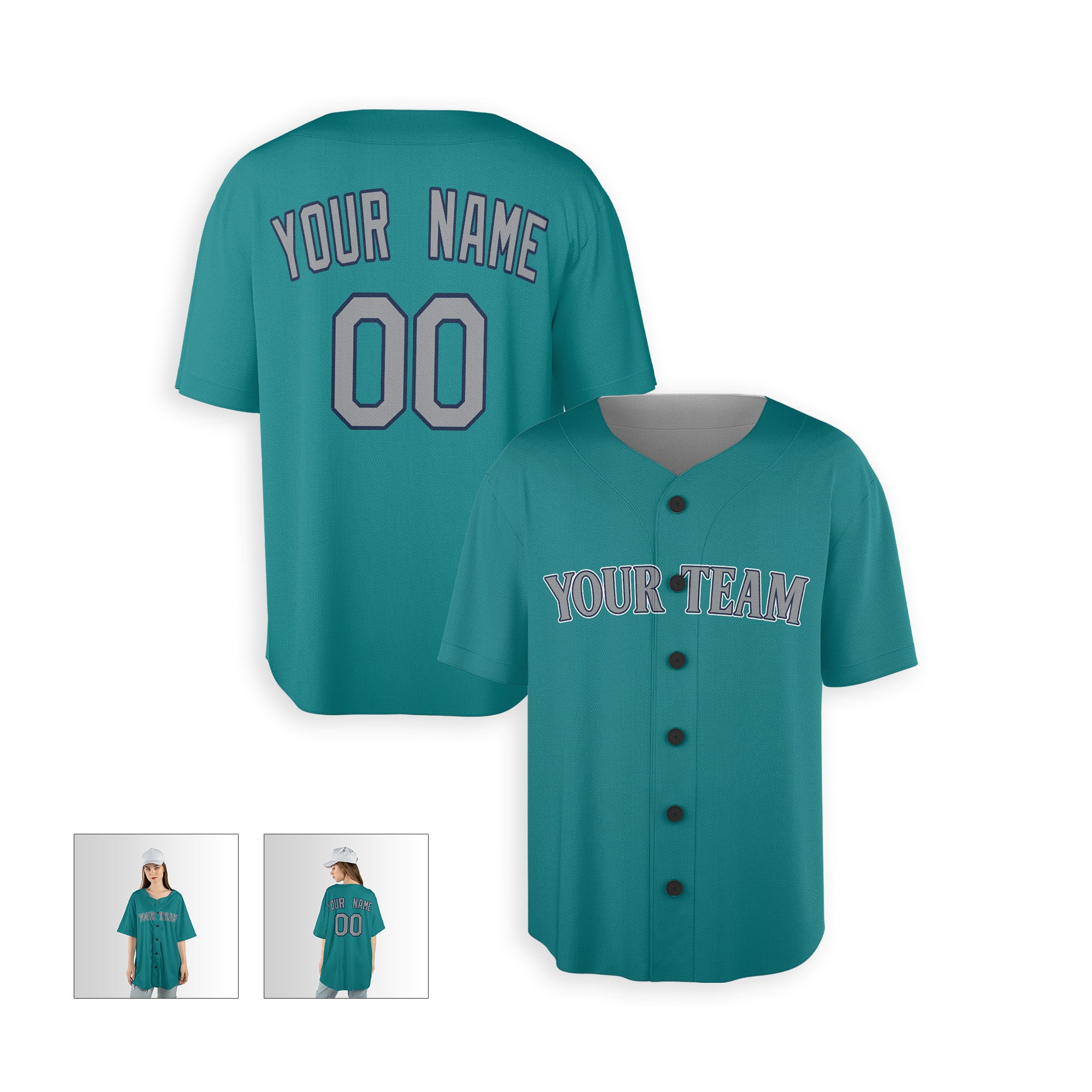 Personalized Seattle Fan Aqua Green Baseball Jersey – Alternate Style Custom Name & Number