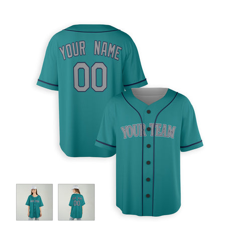 Personalized Seattle Fan Aqua Green Baseball Jersey – Alternate Style Custom Name & Number