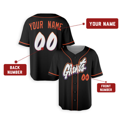 Personalized San Francisco Fan Black Baseball Jersey – Giants Printed City Style Custom Name & Number