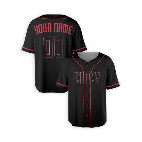 Personalized Cincinnati Fan Black Baseball Jersey – Cincy Printed Custom Name & Number