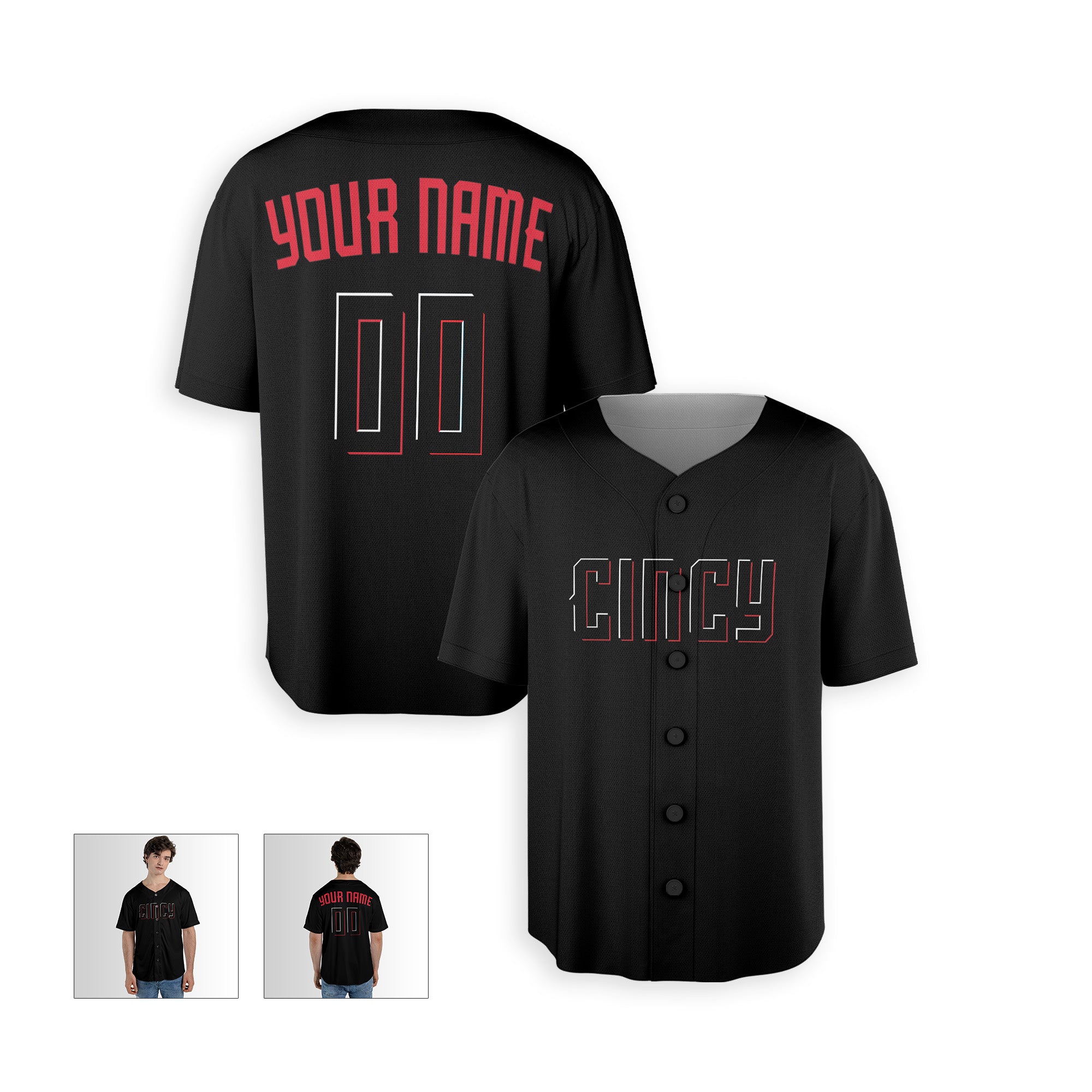 Personalized Cincinnati Fan Black Baseball Jersey – Cincy Printed Custom Name & Number