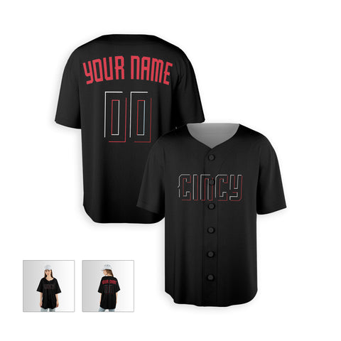 Personalized Cincinnati Fan Black Baseball Jersey – Cincy Printed Custom Name & Number
