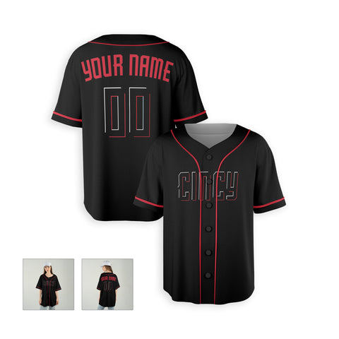 Personalized Cincinnati Fan Black Baseball Jersey – Cincy Printed Custom Name & Number