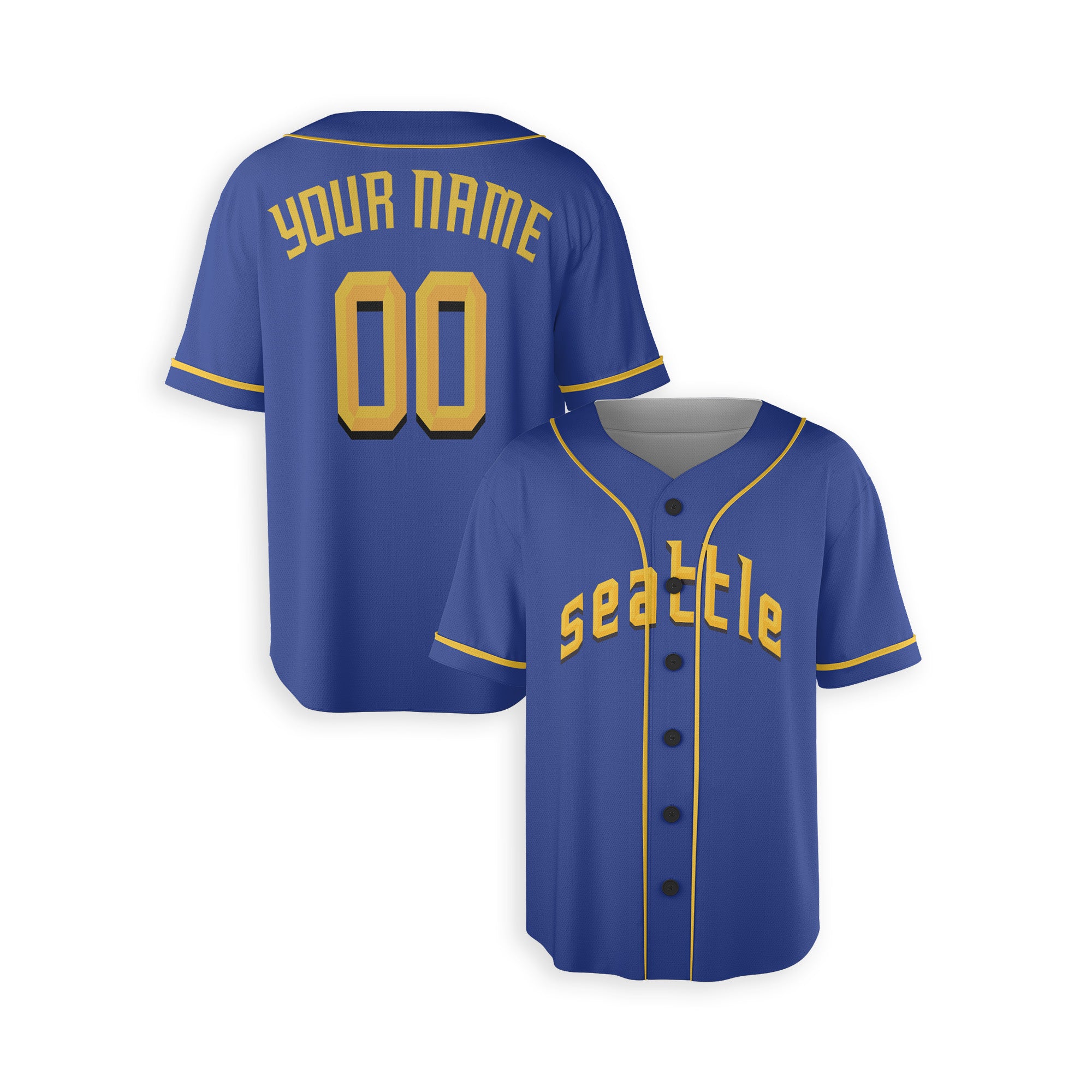 Personalized Seattle Fan Blue Baseball Jersey – Seattle Printed City Style Custom Name & Number