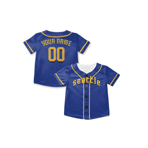 Personalized Seattle Fan Blue Baseball Jersey – Seattle Printed City Style Custom Name & Number