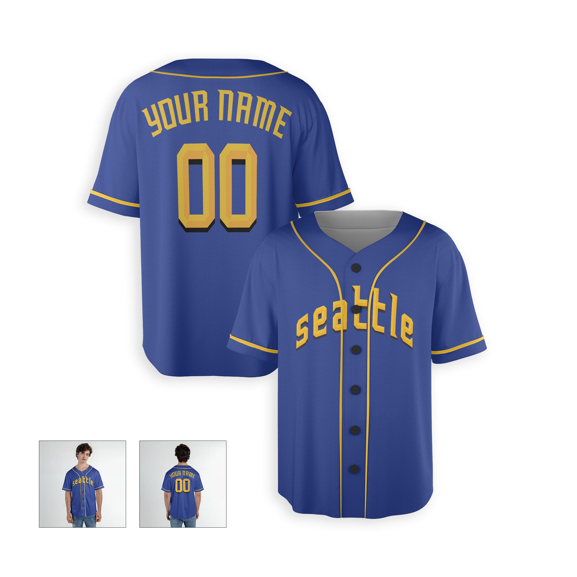 Personalized Seattle Fan Blue Baseball Jersey – Seattle Printed City Style Custom Name & Number