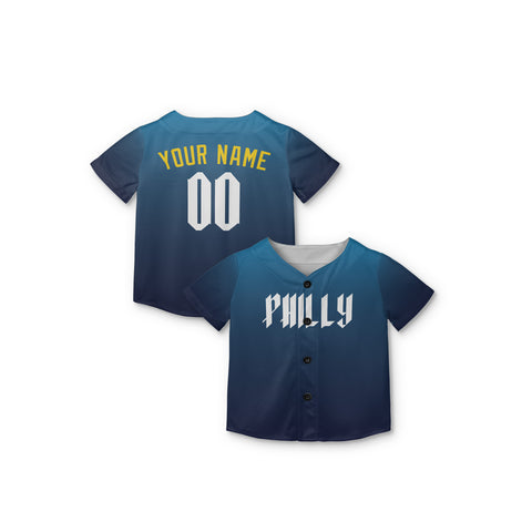 Personalized Philadelphia Fan Blue Baseball Jersey – Philly Printed City Style Custom Name & Number