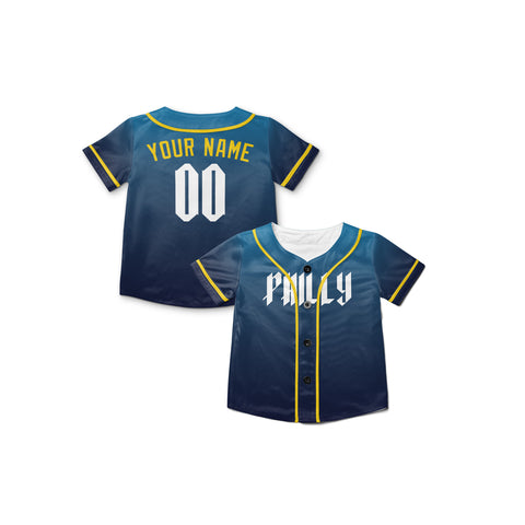 Personalized Philadelphia Fan Blue Baseball Jersey – Philly Printed City Style Custom Name & Number