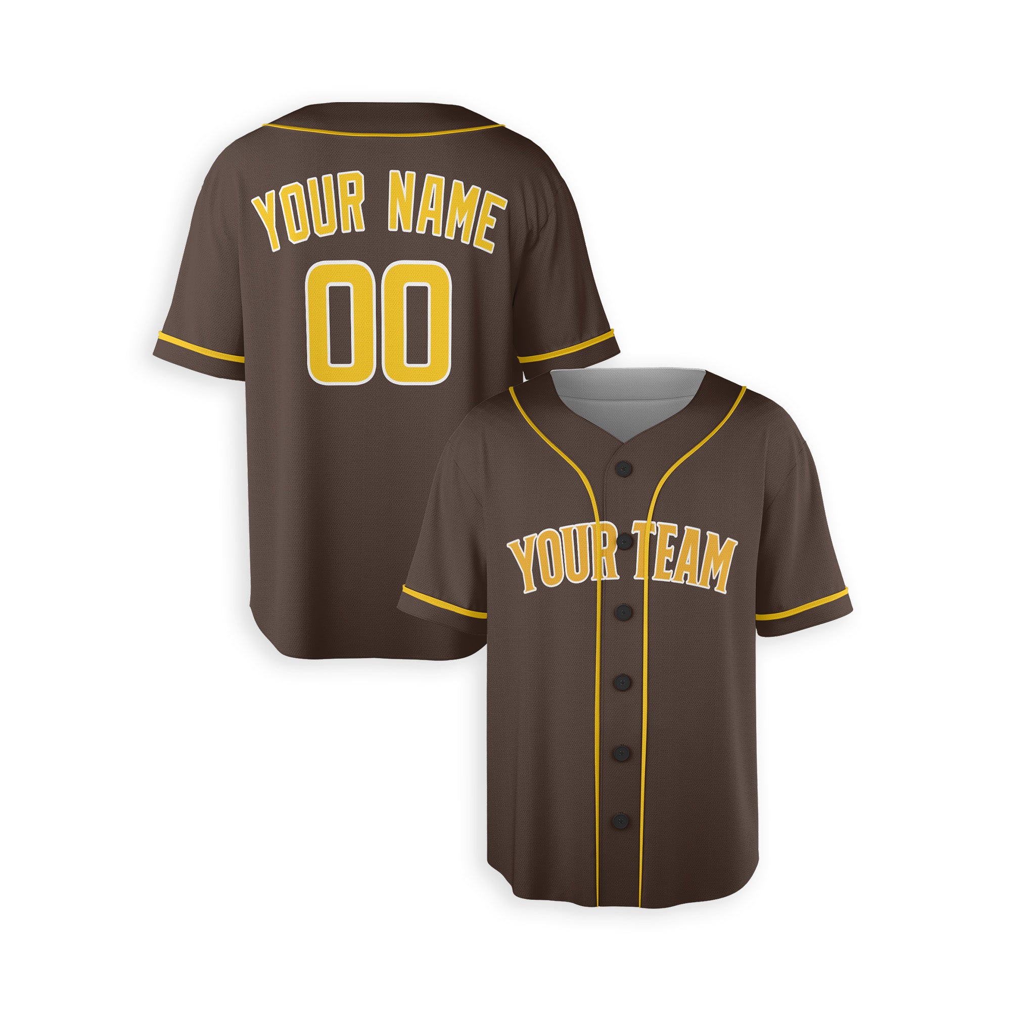 Personalized San Diego Fan Brown Baseball Jersey – Alternate Custom Name & Number