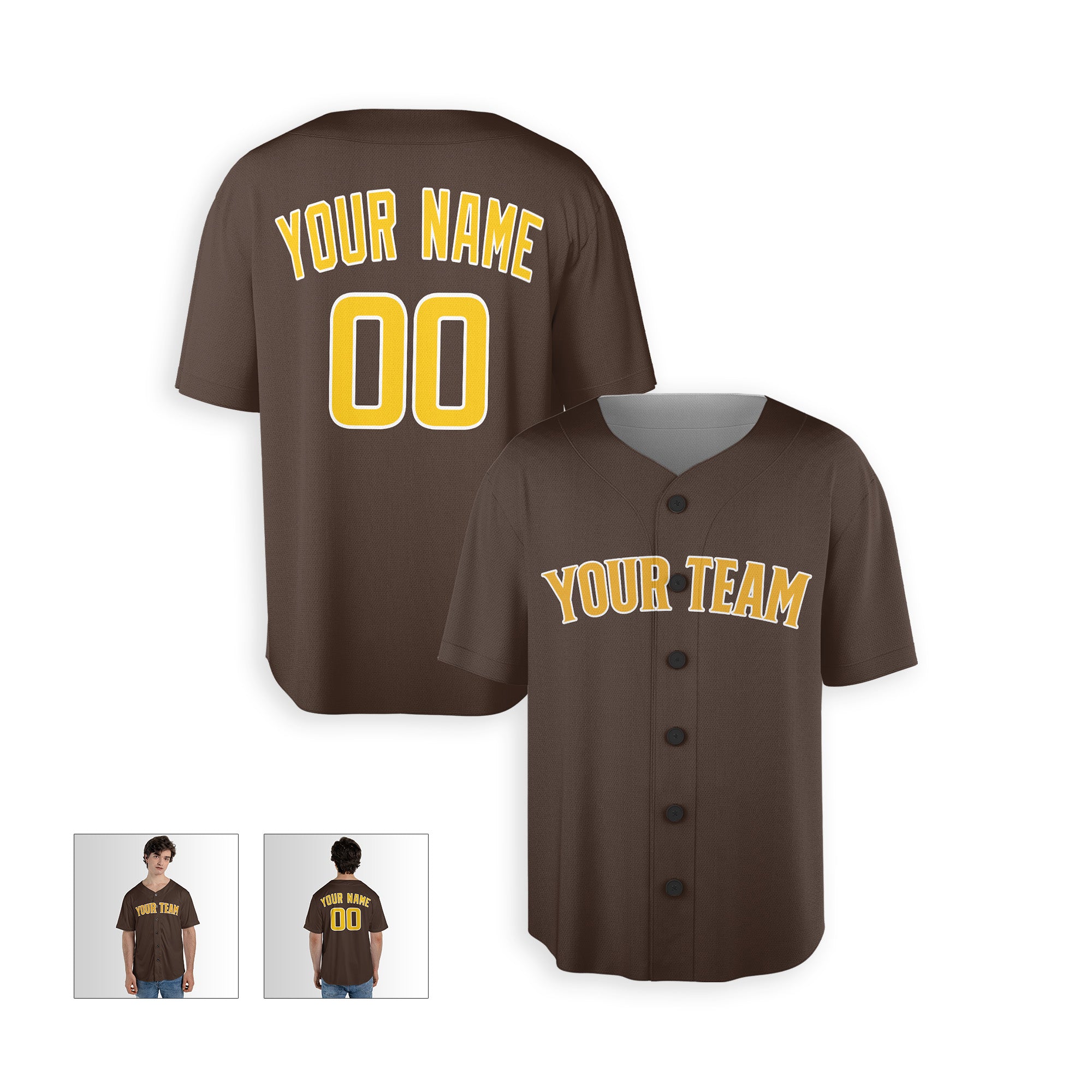 Personalized San Diego Fan Brown Baseball Jersey – Alternate Custom Name & Number