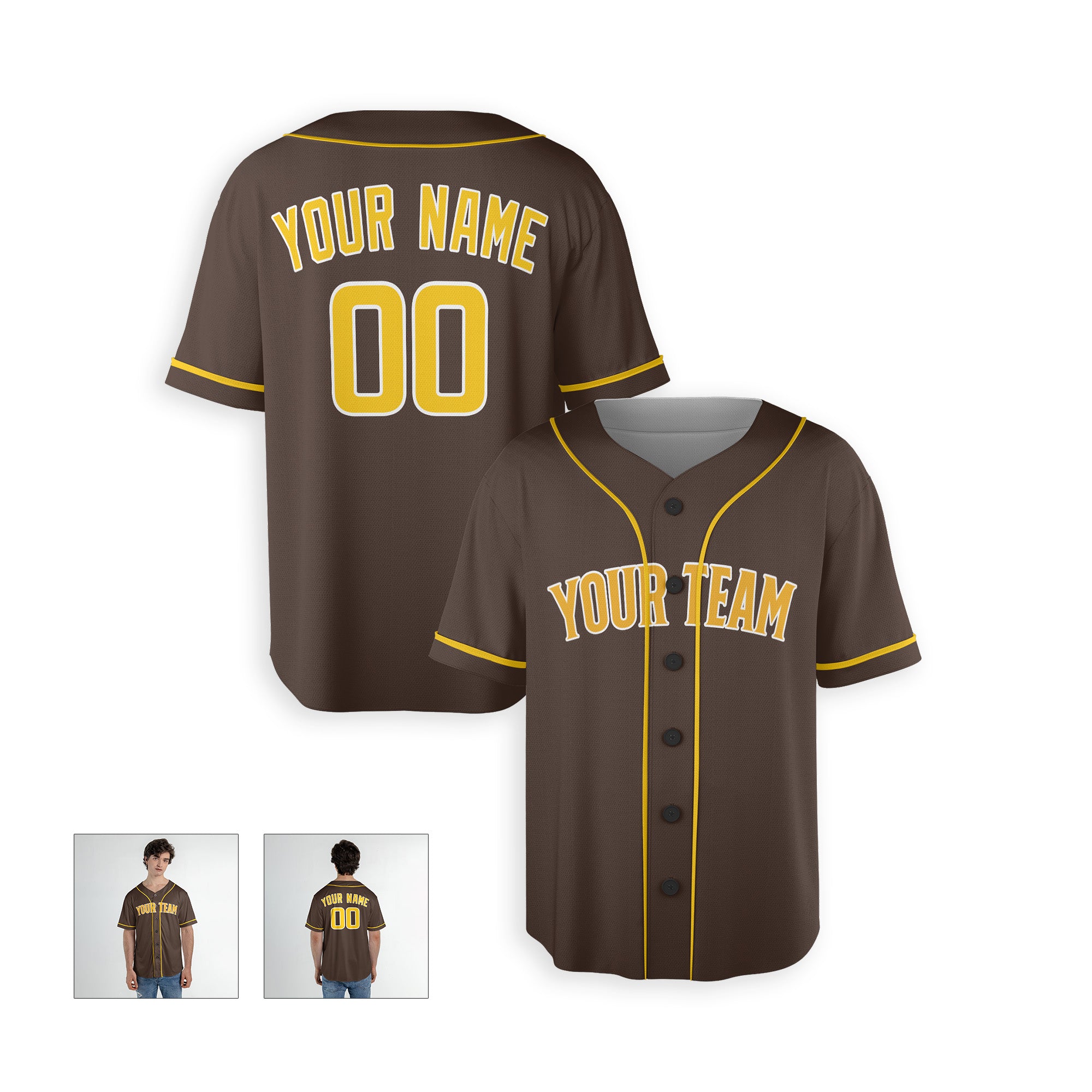Personalized San Diego Fan Brown Baseball Jersey – Alternate Custom Name & Number