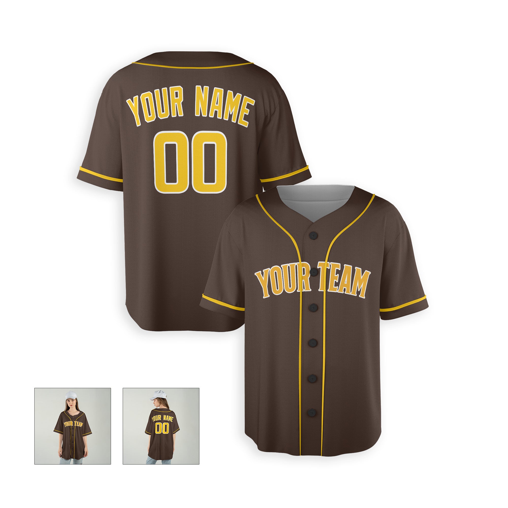 Personalized San Diego Fan Brown Baseball Jersey – Alternate Custom Name & Number
