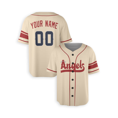 Personalized Los Angeles Fan Cream Baseball Jersey – Angles Printed City Style Custom Name & Number