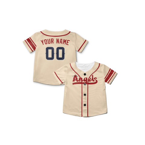 Personalized Los Angeles Fan Cream Baseball Jersey – Angles Printed City Style Custom Name & Number