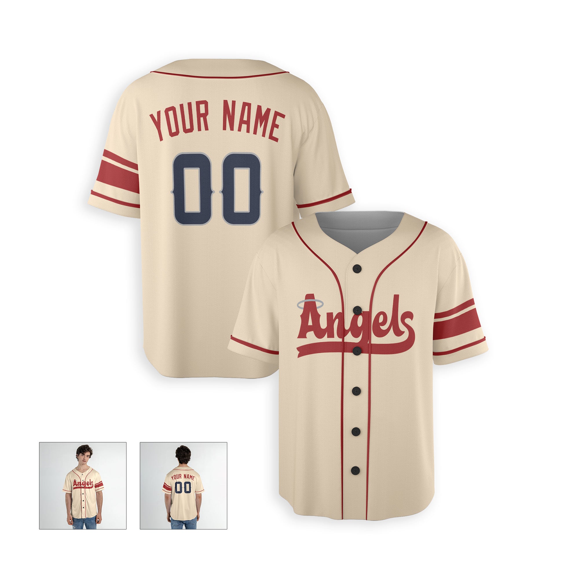 Personalized Los Angeles Fan Cream Baseball Jersey – Angles Printed City Style Custom Name & Number