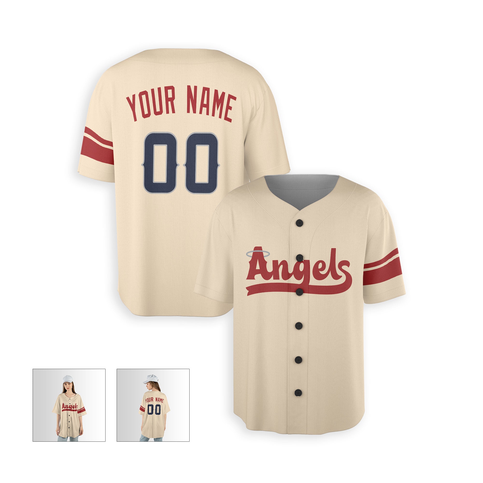 Personalized Los Angeles Fan Cream Baseball Jersey – Angles Printed City Style Custom Name & Number