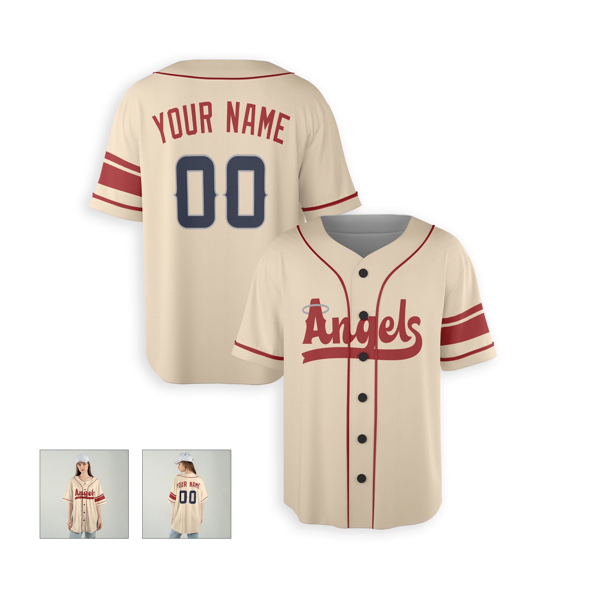 Personalized Los Angeles Fan Cream Baseball Jersey – Angles Printed City Style Custom Name & Number