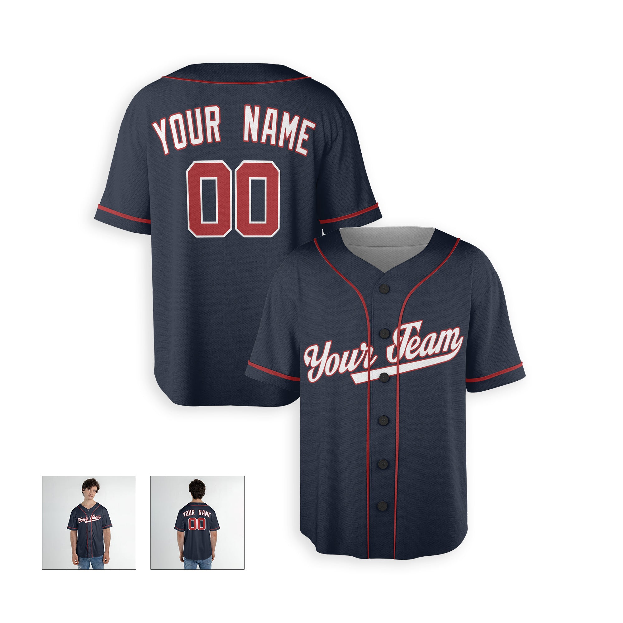 Personalized Washington DC Fan Navy Baseball Jersey – Alternate Style Custom Name & Number