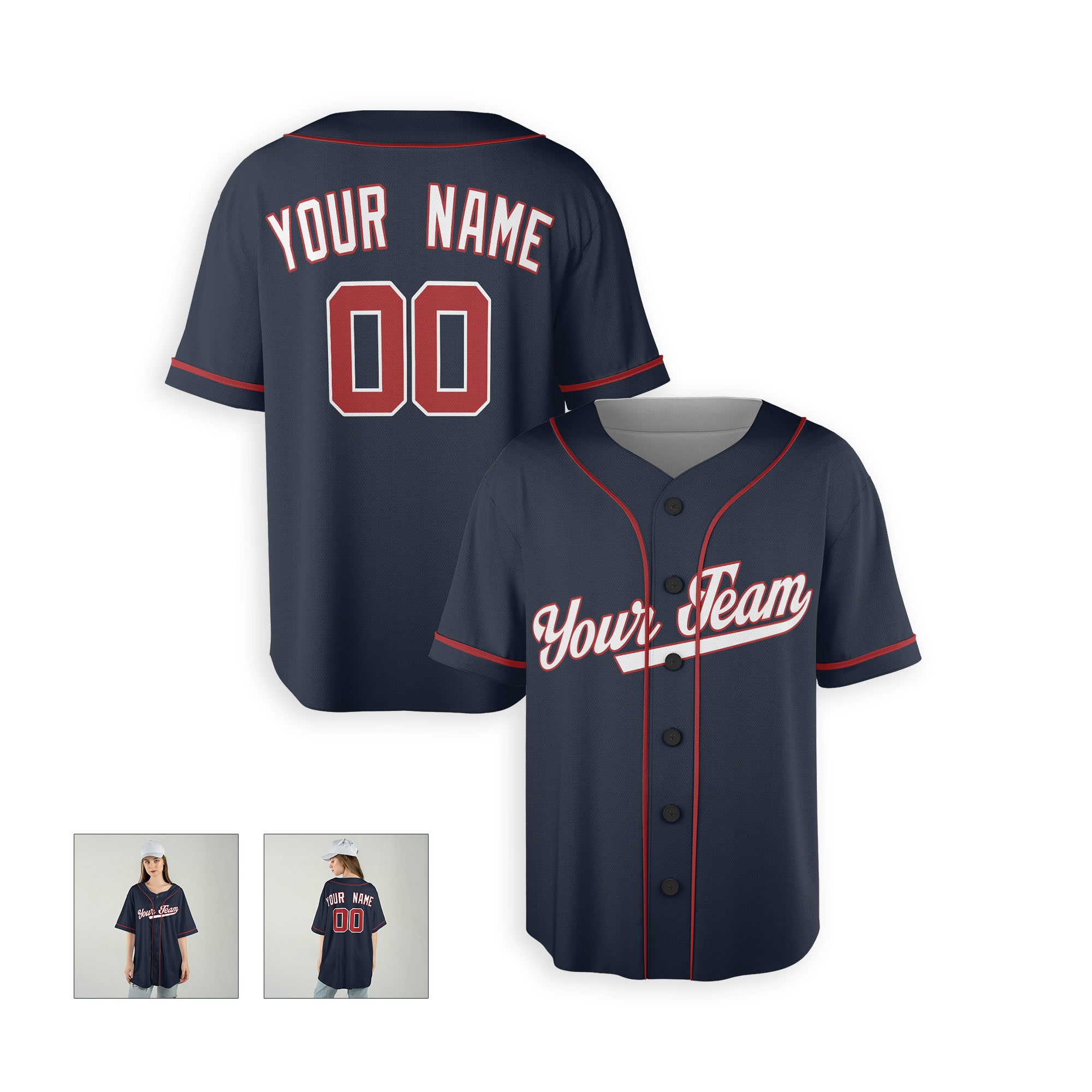 Personalized Washington DC Fan Navy Baseball Jersey – Alternate Style Custom Name & Number
