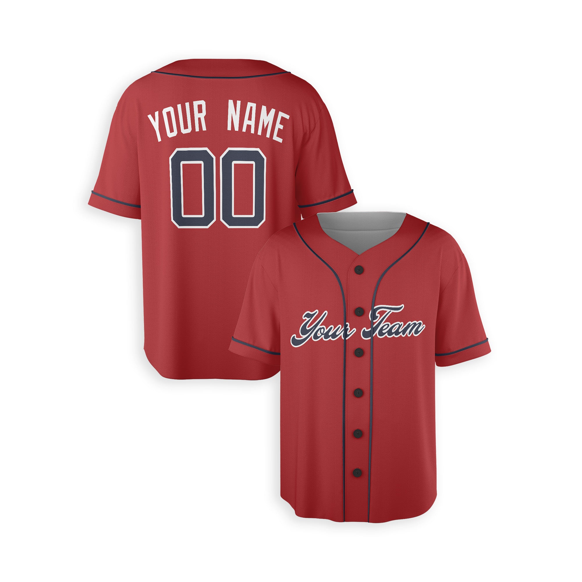 Personalized Atlanta Fan Red Baseball Jersey – Alternate Style Custom Name & Number