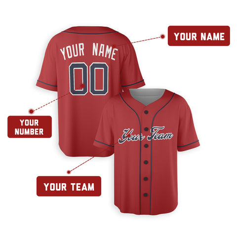 Personalized Atlanta Fan Red Baseball Jersey – Alternate Style Custom Name & Number