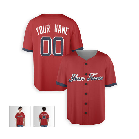 Personalized Atlanta Fan Red Baseball Jersey – Alternate Style Custom Name & Number