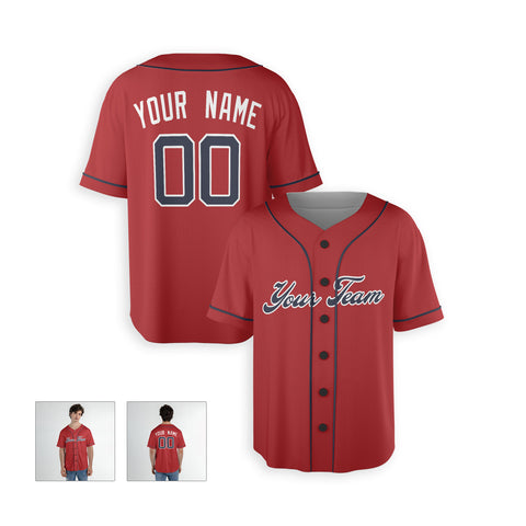 Personalized Atlanta Fan Red Baseball Jersey – Alternate Style Custom Name & Number